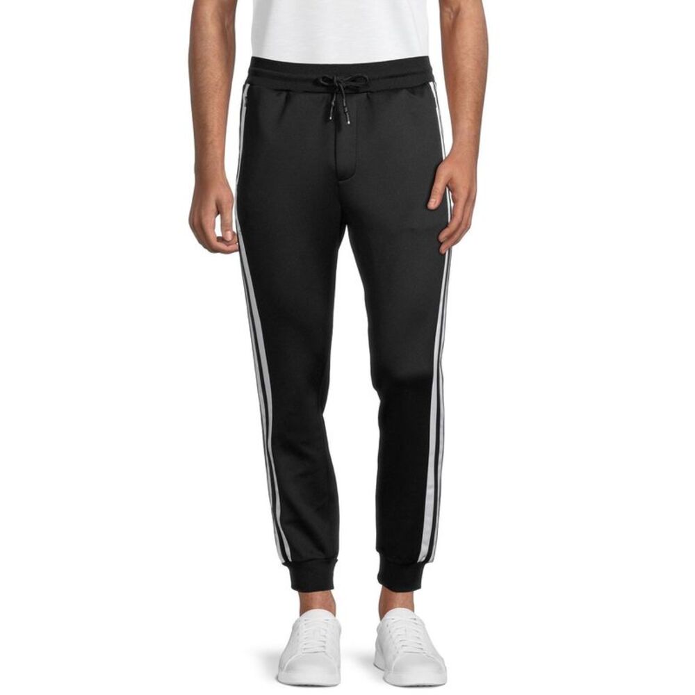 Karl Lagerfeld Paris Mens Contrast Striped Logo Jogger Pants XXL Black  NWT $129